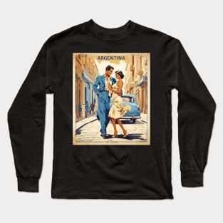 Street Tango Argentina Vintage Tourism Poster Long Sleeve T-Shirt